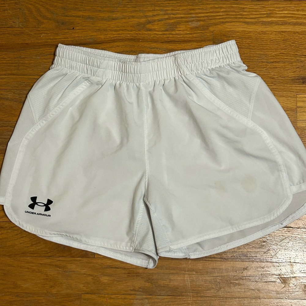 Under Armour White Fitted Athletic Shorts Size Small‎